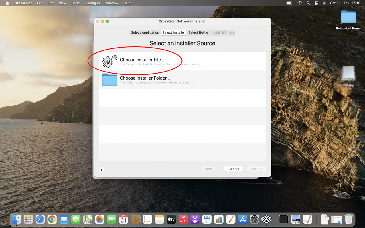 02.: Katt a 'Choose installer file..' sorra!
